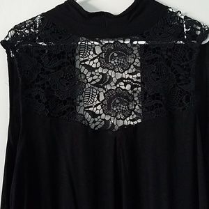 Cable & gauge open sleeveless cardigan black